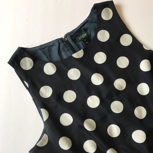 J Crew navy blue sleeveless polka dot dress, 10